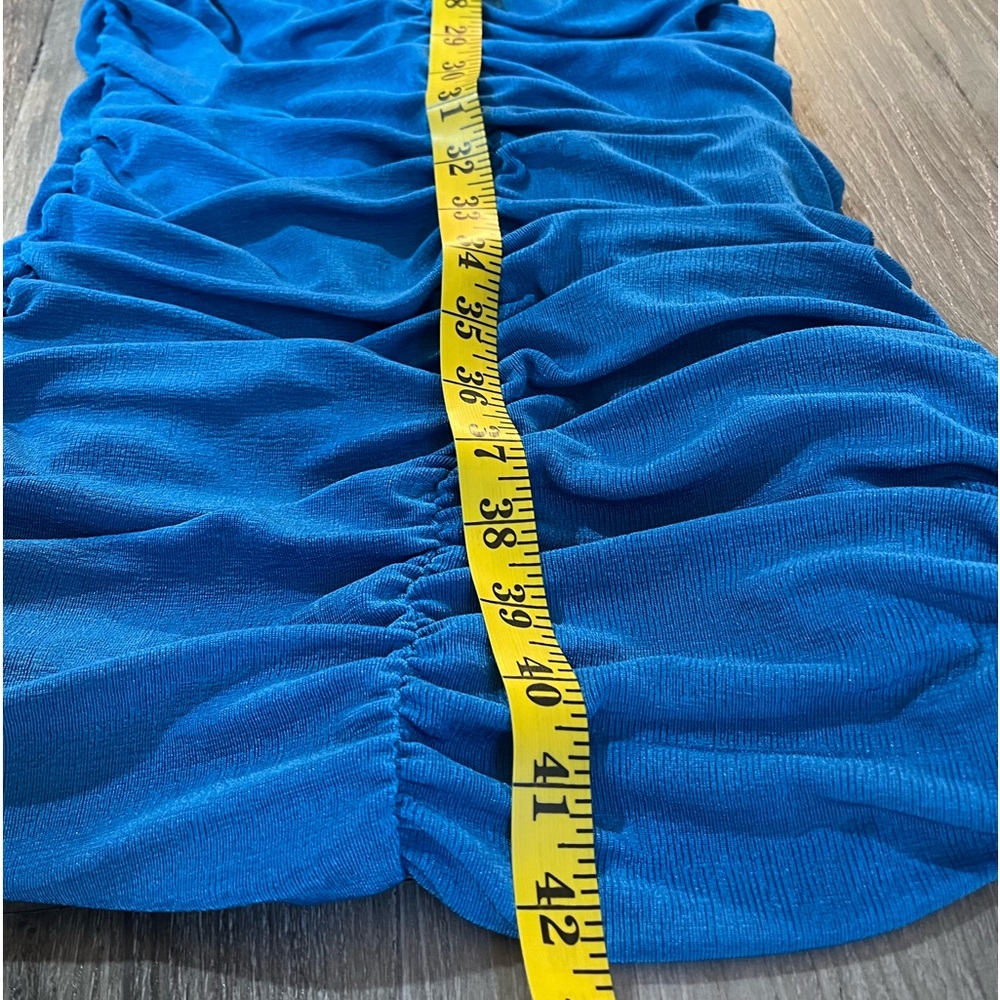 Blue ruched long maxi dress,cut out, peek a boo tube top, halter neck top - Picture 7 of 8